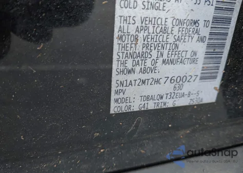 2017 Nissan Rogue Sv z USA, uszkodzony, nr VIN 5N1AT2MT2HC760027